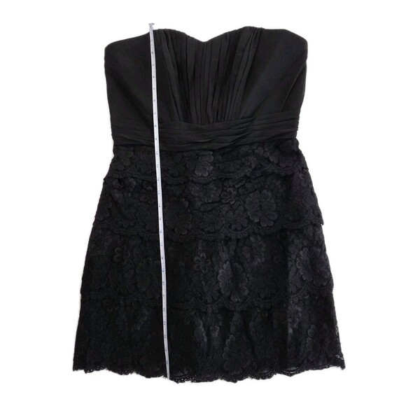 Davids Bridal Strapless Mini Cocktail Dress Size 8 Black Chest Pleats Lace NWT - Picture 11 of 16